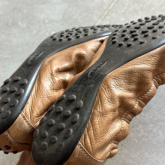 Moving Sale | TOD'S Leather Scrunch Ballet Flats Brown Dark 8.5 with orginal bag - Picture 11 of 15